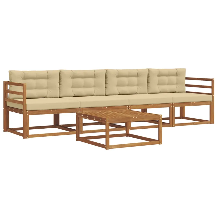 Ensemble de canapés d'extérieur 5 pcs Naturel et Beige - 2