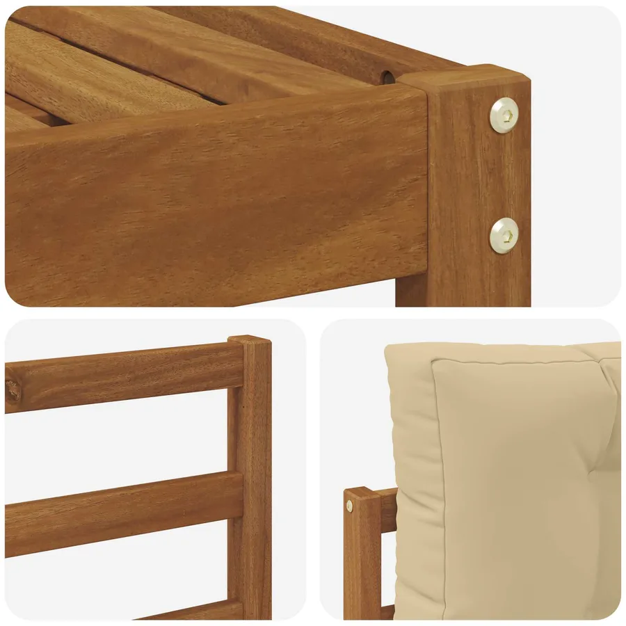 Ensemble de canapés d'extérieur 5 pcs Naturel et Beige - 6