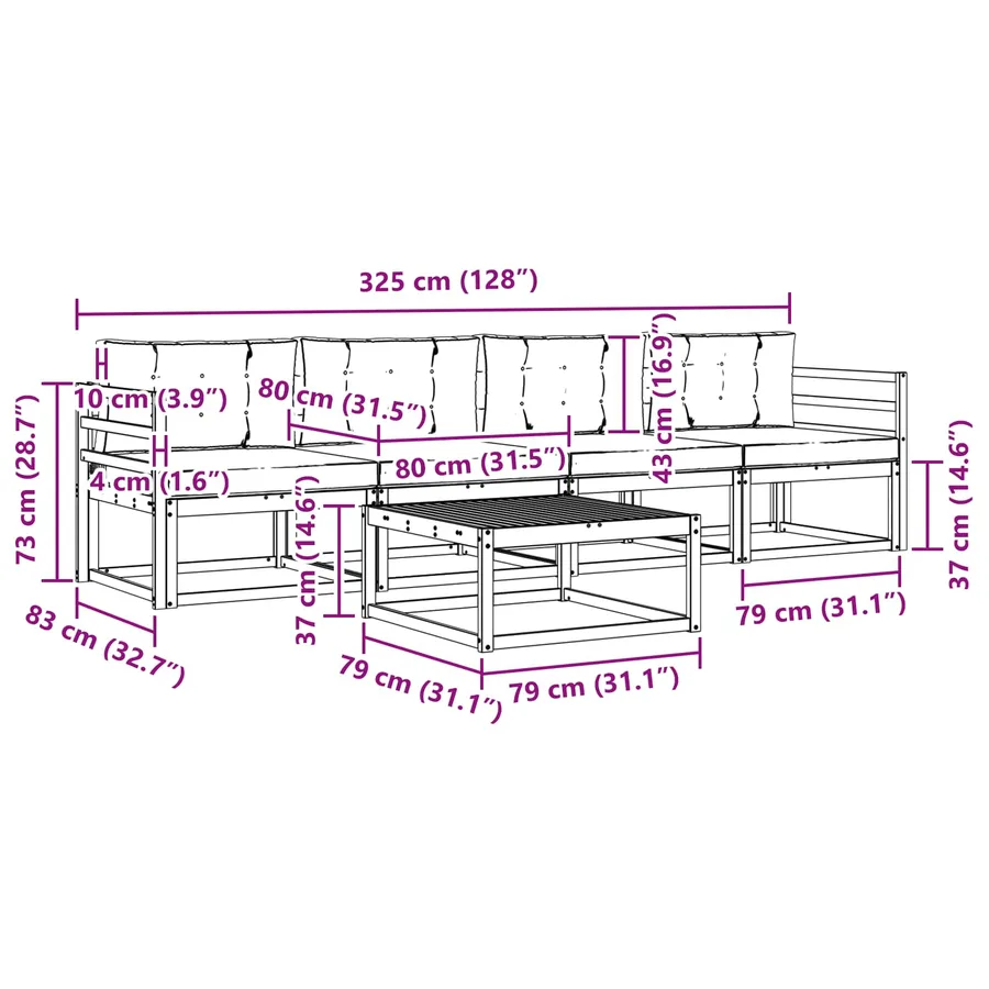 Ensemble de canapés d'extérieur 5 pcs Naturel et Beige - 9