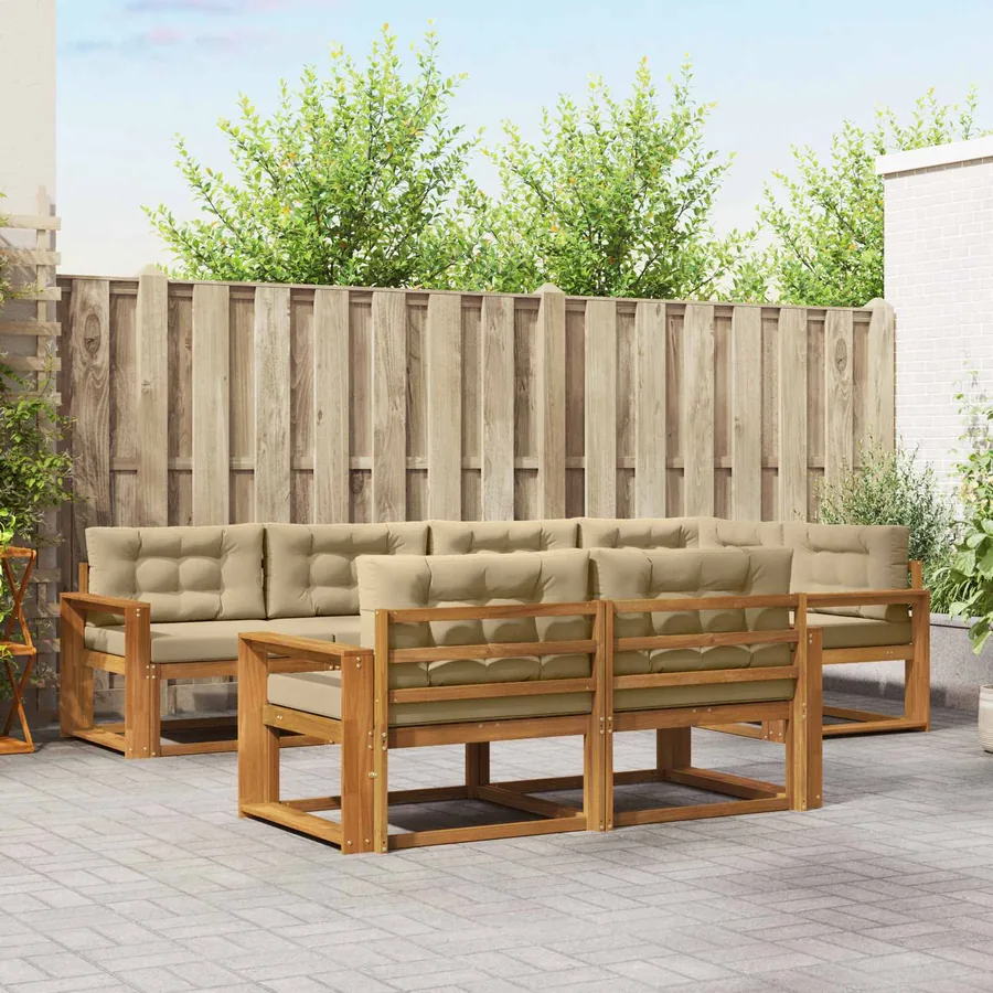Ensemble de canapés d'extérieur 7 pcs Naturel et Beige