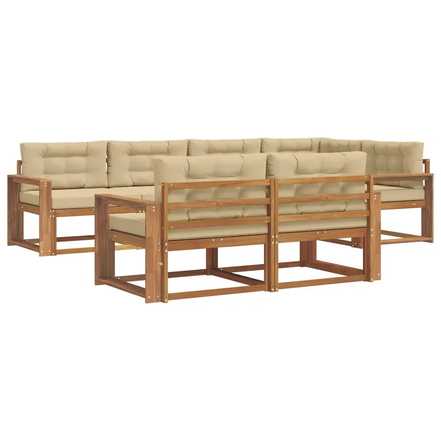 Ensemble de canapés d'extérieur 7 pcs Naturel et Beige - 2