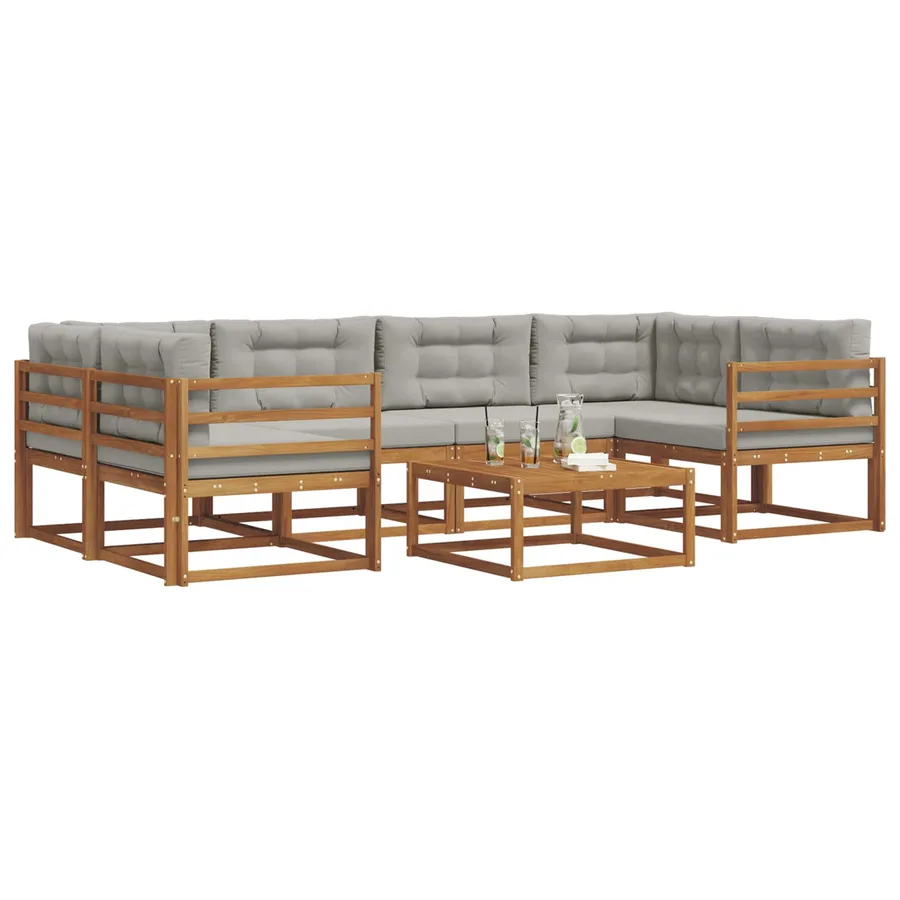 Ensemble de canapés d'extérieur 7 pcs Gris Naturel et Clair - 3