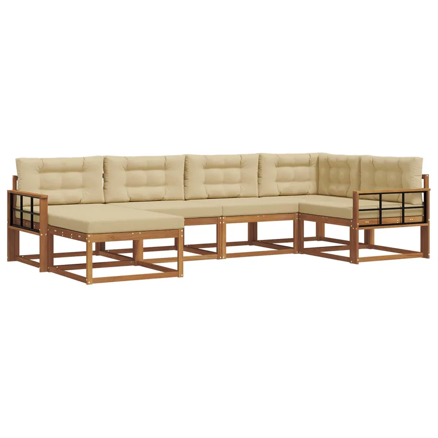 Ensemble de canapés d'extérieur 6 pcs Naturel et Beige - 2
