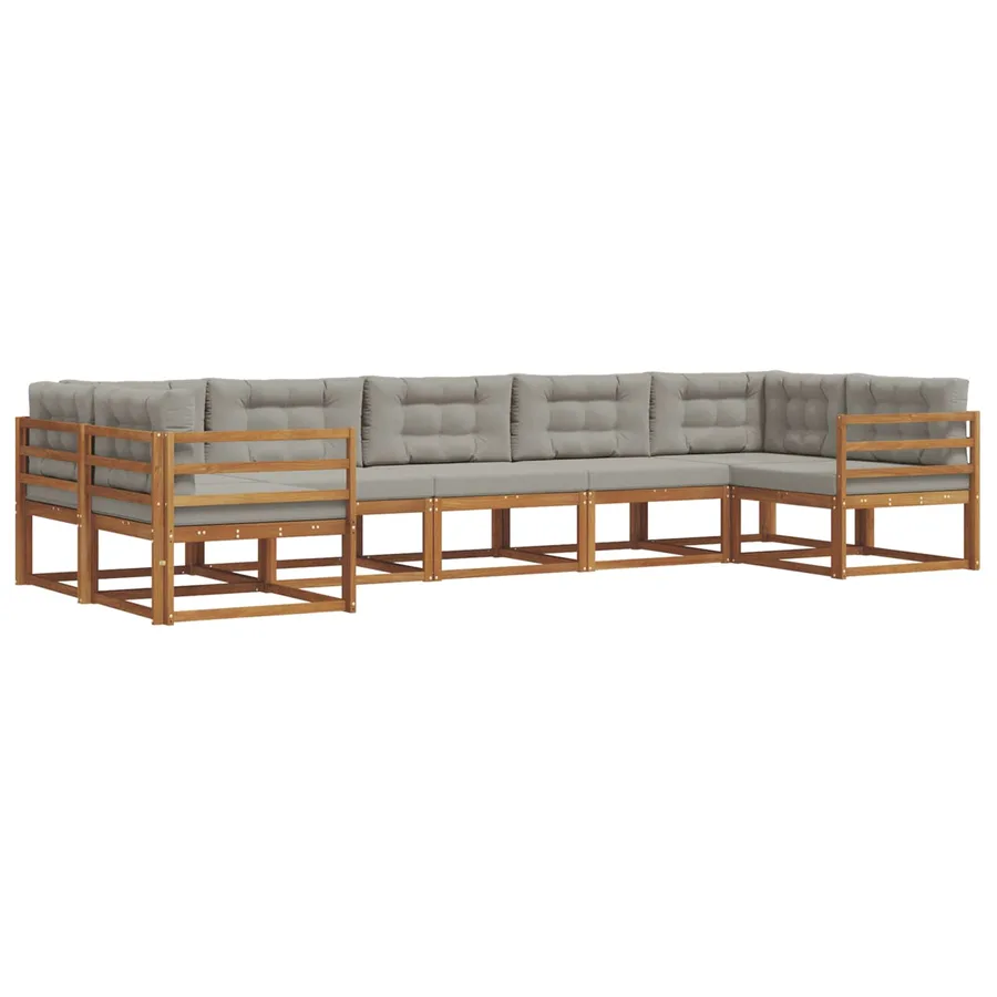 Ensemble de canapés d'extérieur 7 pcs Gris Naturel et Clair - 2