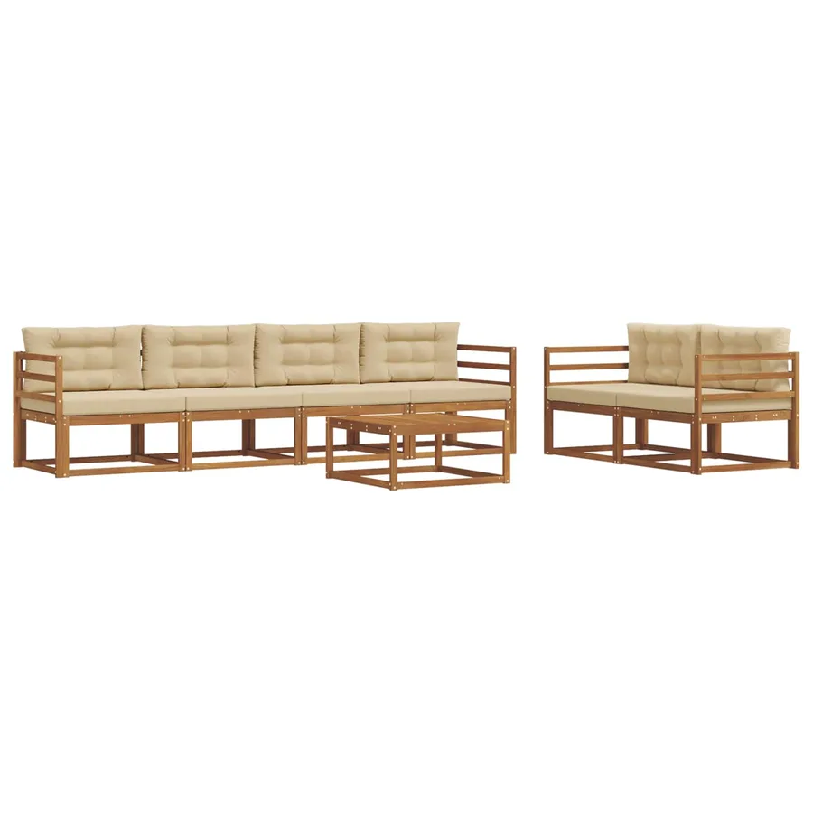 Ensemble de canapés d'extérieur 7 pcs Naturel et Beige - 2