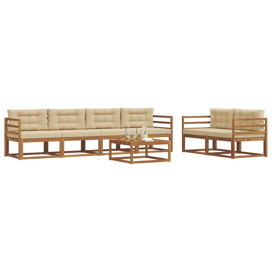 Ensemble de canapés d'extérieur 7 pcs Naturel et Beige - 3