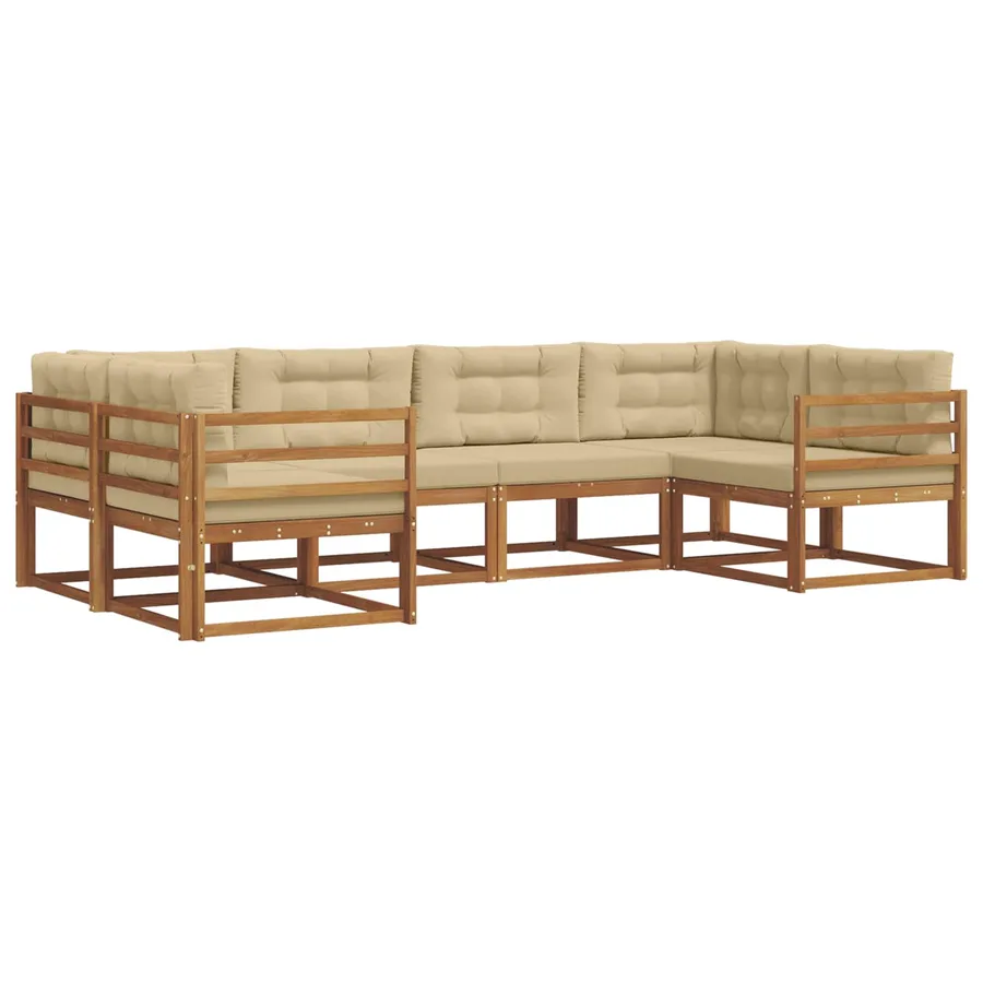 Ensemble de canapés d'extérieur 6 pcs Naturel et Beige - 2