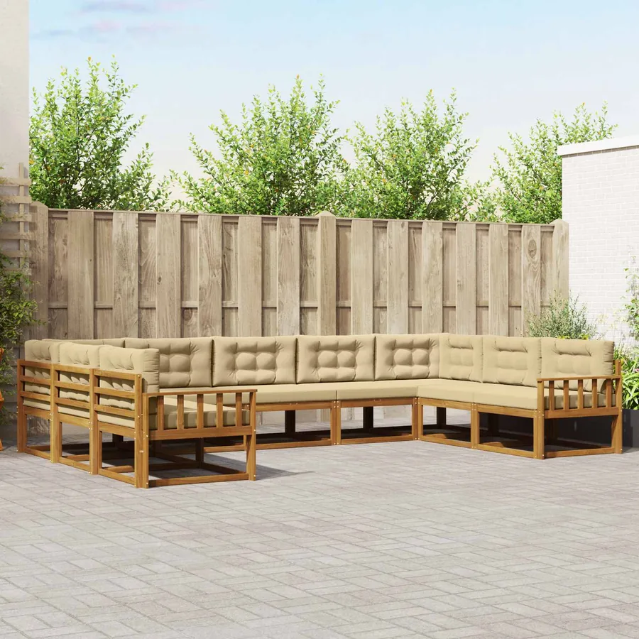 Ensemble de canapés d'extérieur 9 pcs Naturel et Beige