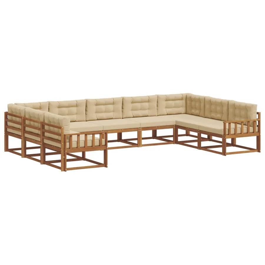 Ensemble de canapés d'extérieur 9 pcs Naturel et Beige - 2