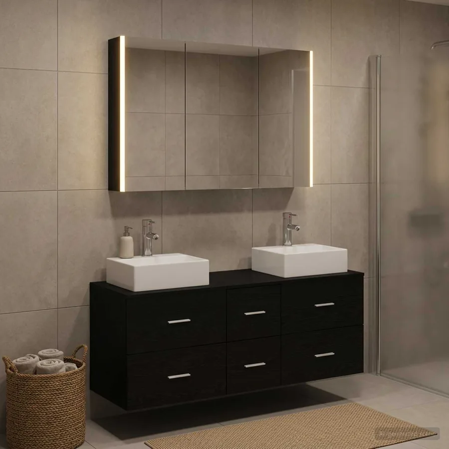 Ensemble de mobilier de salle de bain 4 pcs Chêne noir
