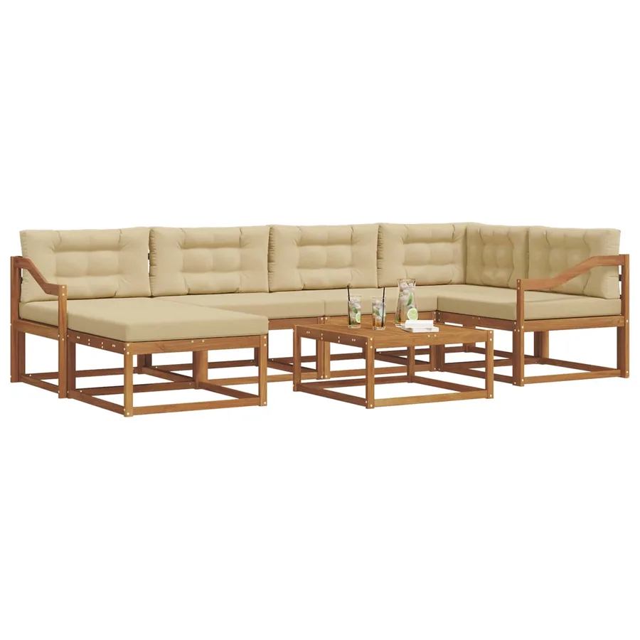 Ensemble de canapés d'extérieur 7 pcs Naturel et Beige - 3