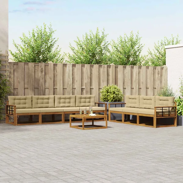 Ensemble de canapés d'extérieur 8 pcs Naturel et Beige