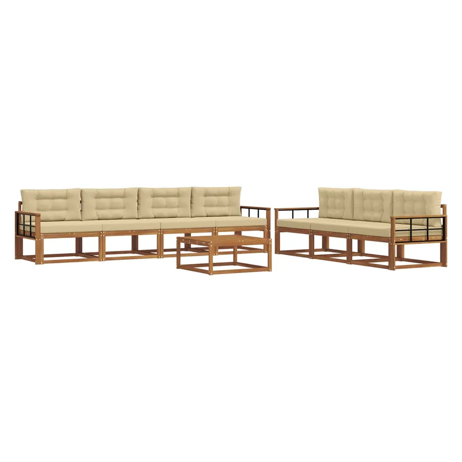 Ensemble de canapés d'extérieur 8 pcs Naturel et Beige - 2