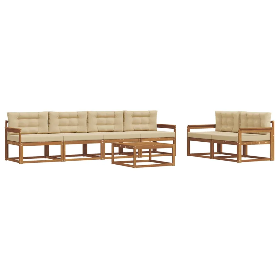 Ensemble de canapés d'extérieur 7 pcs Naturel et Beige - 2