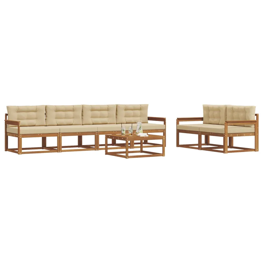 Ensemble de canapés d'extérieur 7 pcs Naturel et Beige - 3