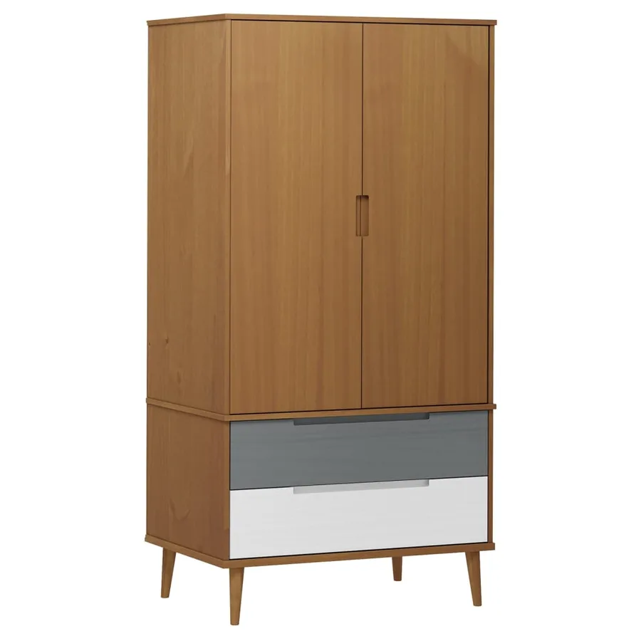 Garde-robe MOLDE Marron 90x55x175 cm Bois massif de pin - 2