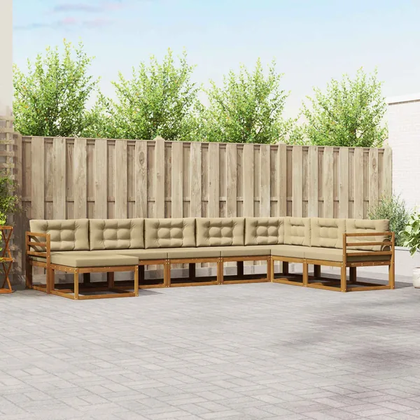 Ensemble de canapés d'extérieur 8 pcs Naturel et Beige