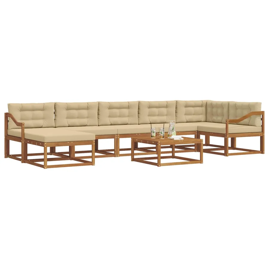 Ensemble de canapés d'extérieur 8 pcs Naturel et Beige - 3