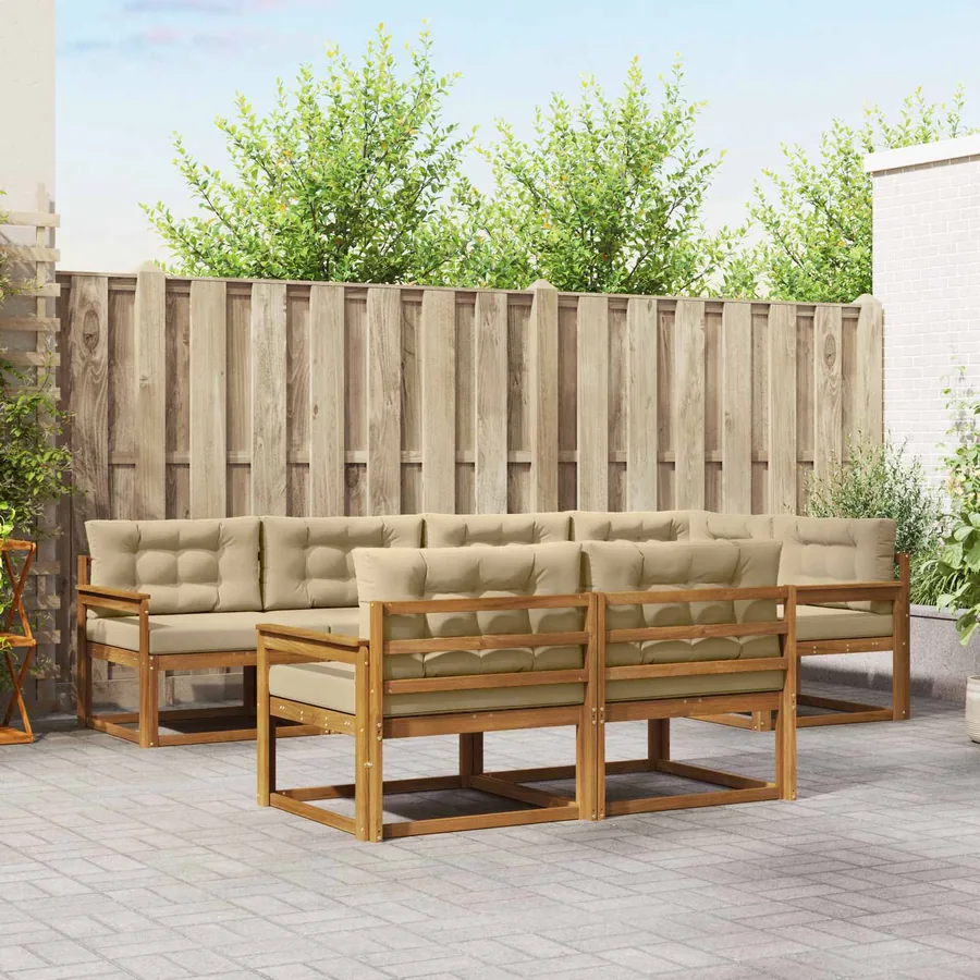 Ensemble de canapés d'extérieur 7 pcs Naturel et Beige
