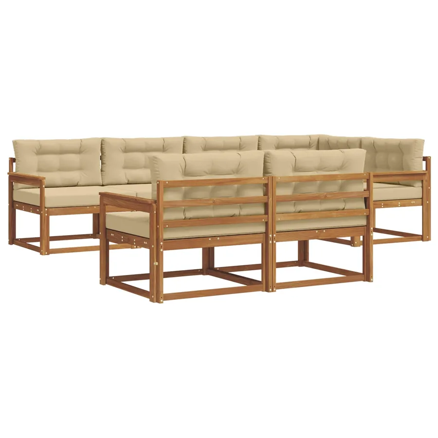 Ensemble de canapés d'extérieur 7 pcs Naturel et Beige - 2