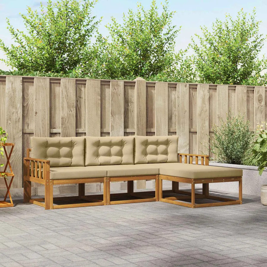 Ensemble de canapés d'extérieur 4 pcs Naturel et Beige