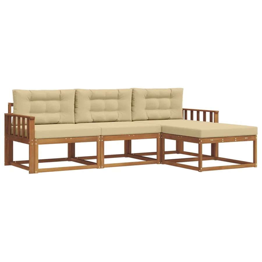 Ensemble de canapés d'extérieur 4 pcs Naturel et Beige - 2