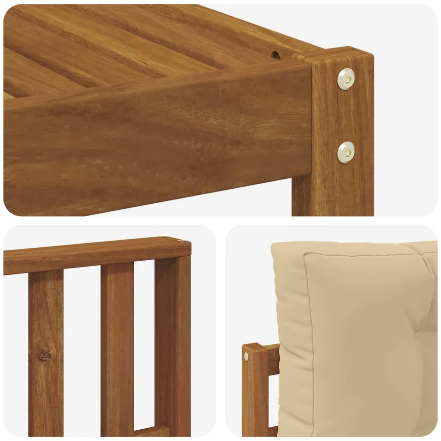 Ensemble de canapés d'extérieur 4 pcs Naturel et Beige - 5