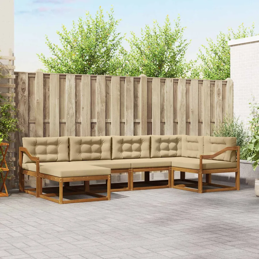 Ensemble de canapés d'extérieur 6 pcs Naturel et Beige