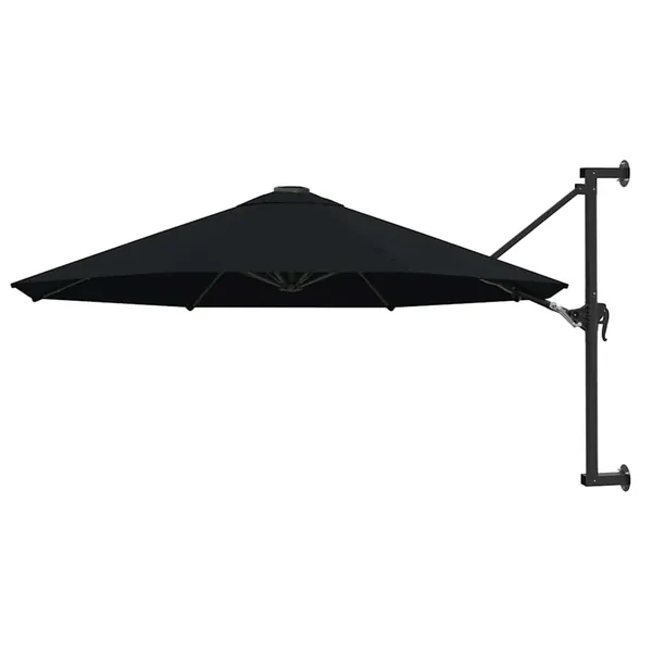 Parasol mural avec mât en métal 300 cm Noir
