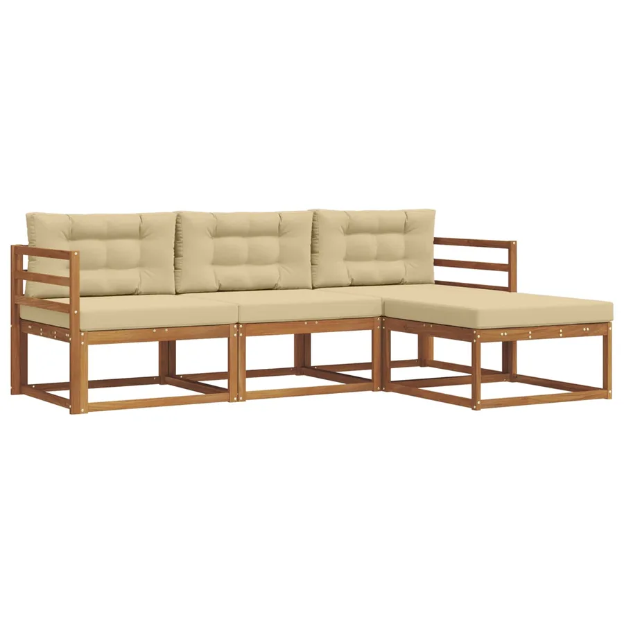 Ensemble de canapés d'extérieur 4 pcs Naturel et Beige - 2
