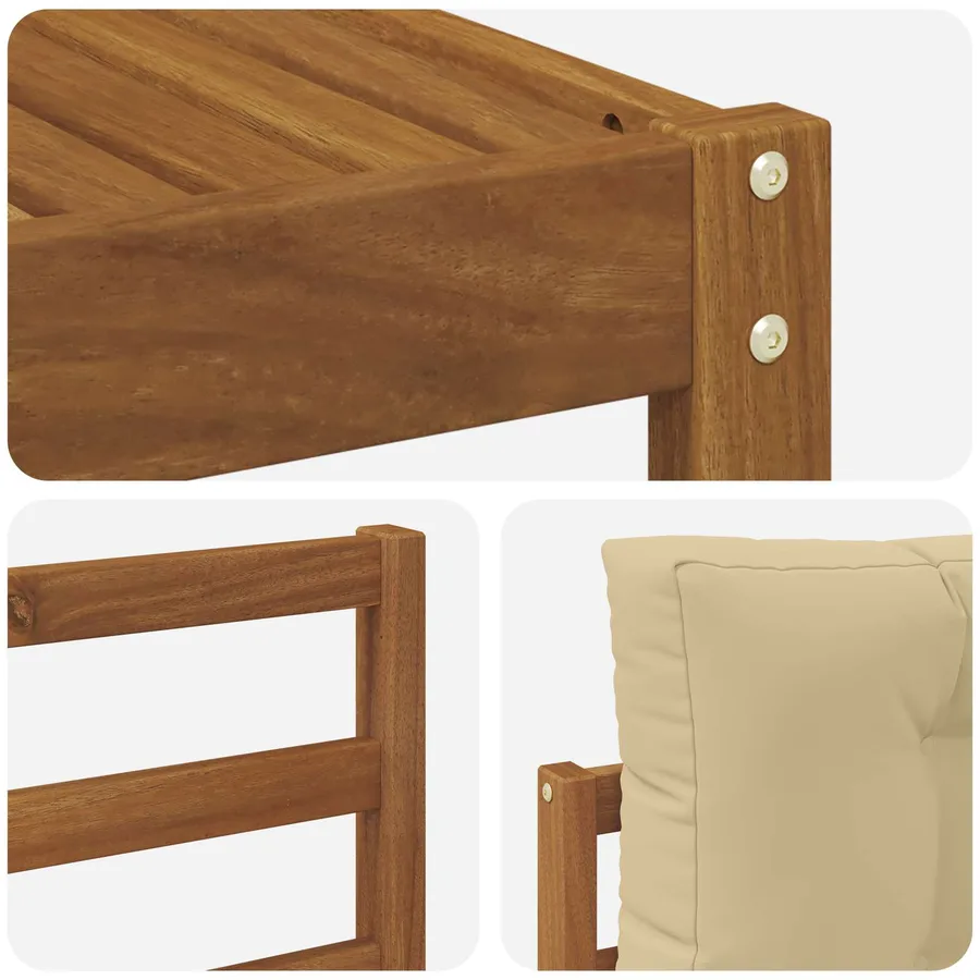 Ensemble de canapés d'extérieur 4 pcs Naturel et Beige - 5