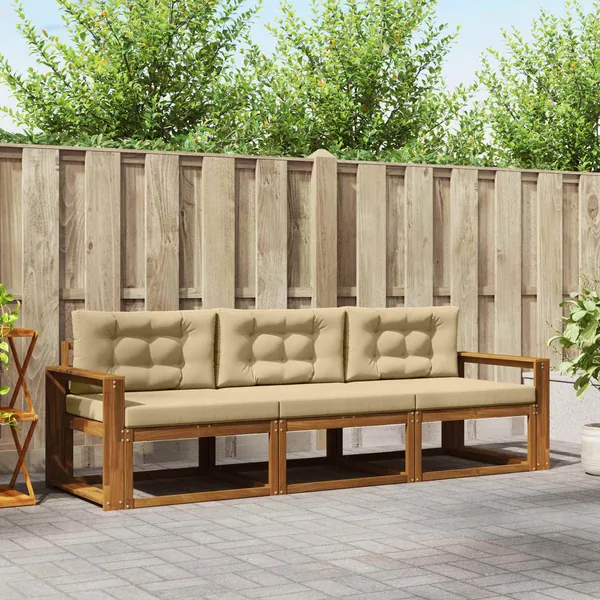 Ensemble de canapés d'extérieur 3 pcs Naturel et Beige