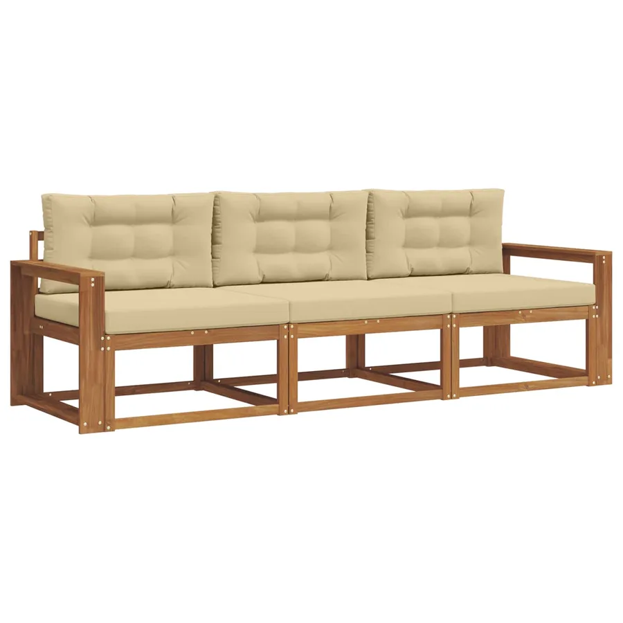 Ensemble de canapés d'extérieur 3 pcs Naturel et Beige - 2