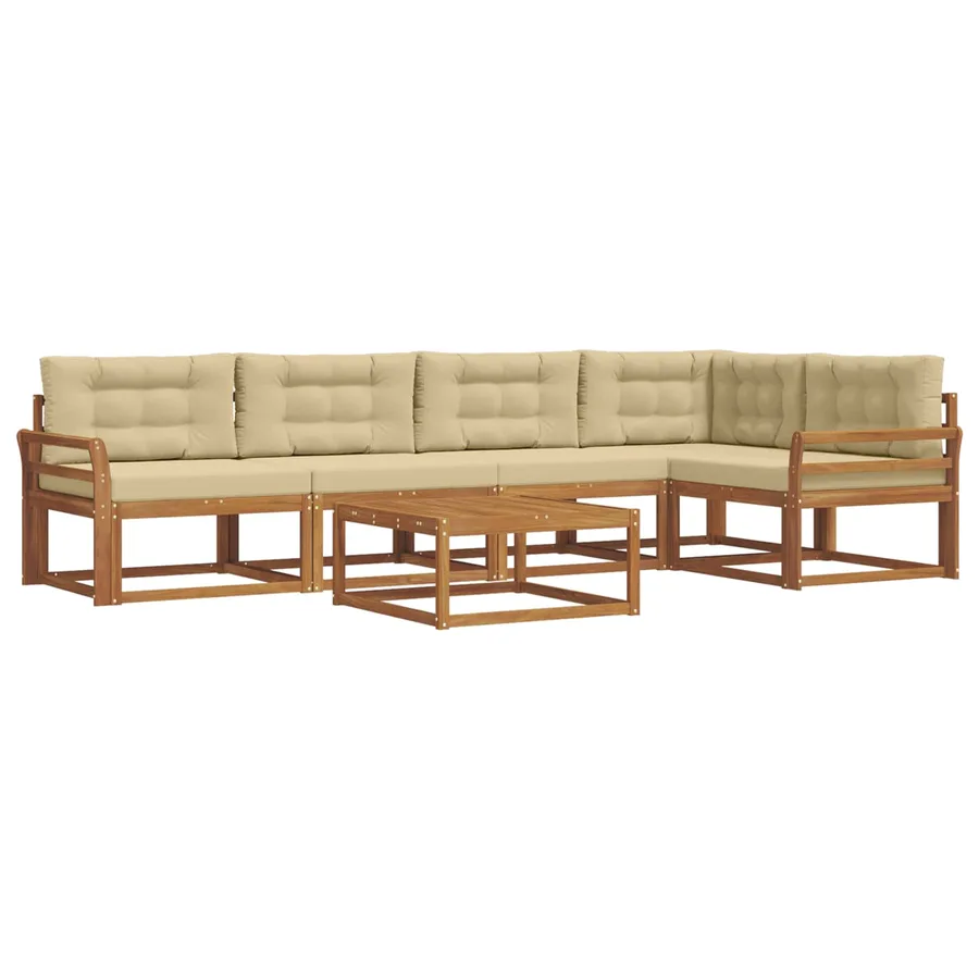 Ensemble de canapés d'extérieur 6 pcs Naturel et Beige - 2