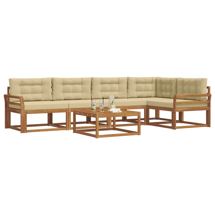 Ensemble de canapés d'extérieur 6 pcs Naturel et Beige - 3