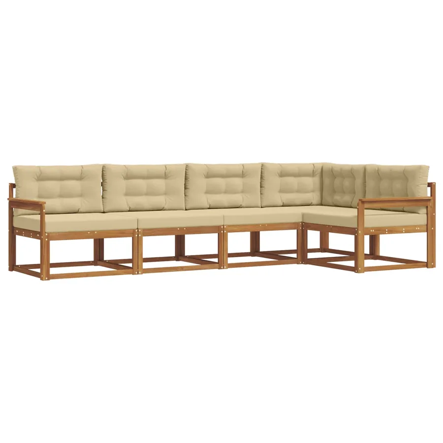 Ensemble de canapés d'extérieur 5 pcs Naturel et Beige - 2