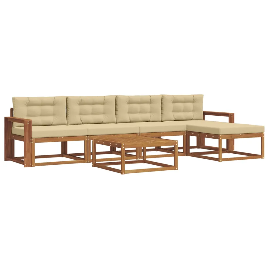 Ensemble de canapés d'extérieur 6 pcs Naturel et Beige - 2