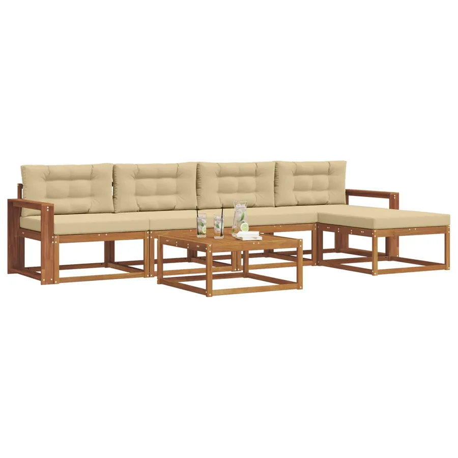 Ensemble de canapés d'extérieur 6 pcs Naturel et Beige - 3