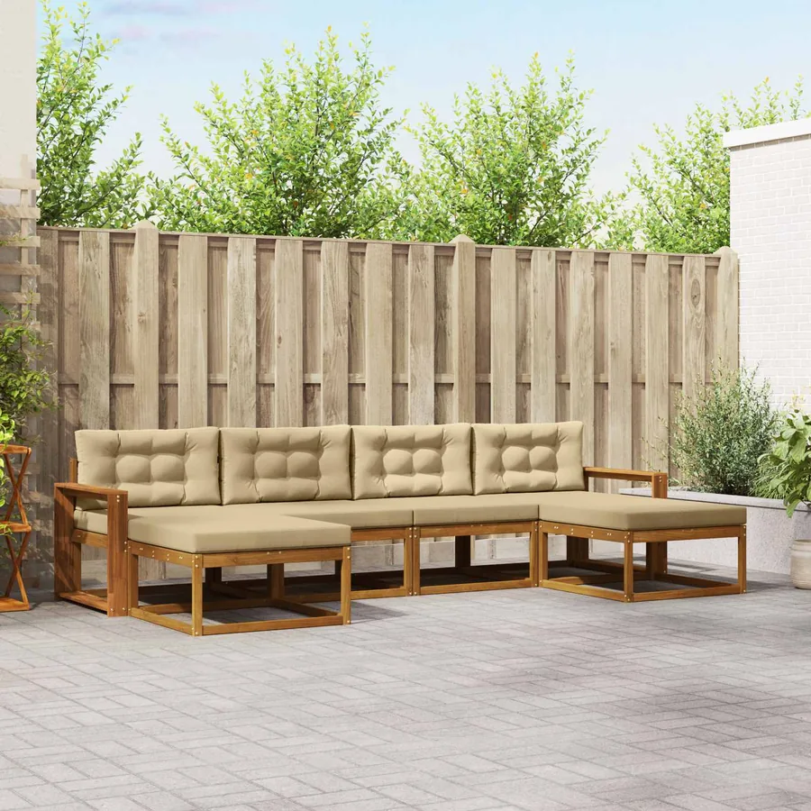 Ensemble de canapés d'extérieur 6 pcs Naturel et Beige