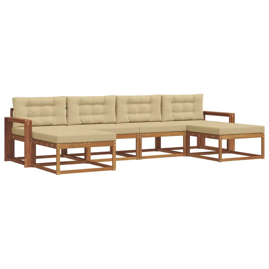 Ensemble de canapés d'extérieur 6 pcs Naturel et Beige - 2