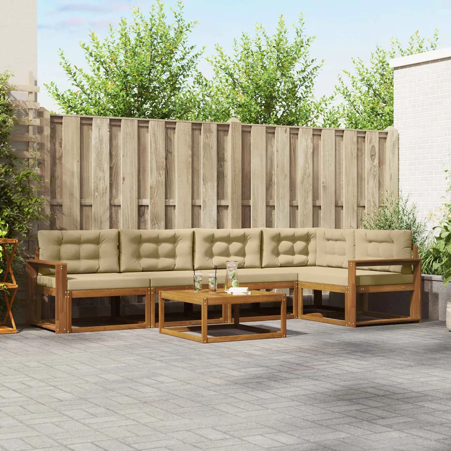 Ensemble de canapés d'extérieur 6 pcs Naturel et Beige