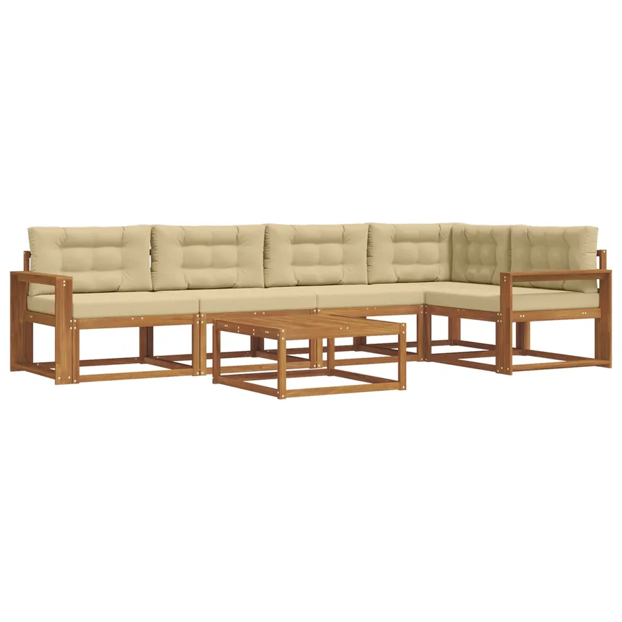 Ensemble de canapés d'extérieur 6 pcs Naturel et Beige - 2