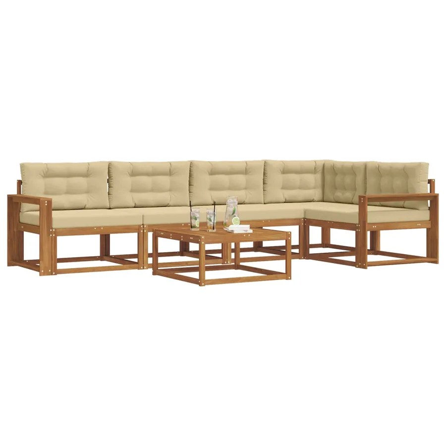 Ensemble de canapés d'extérieur 6 pcs Naturel et Beige - 3