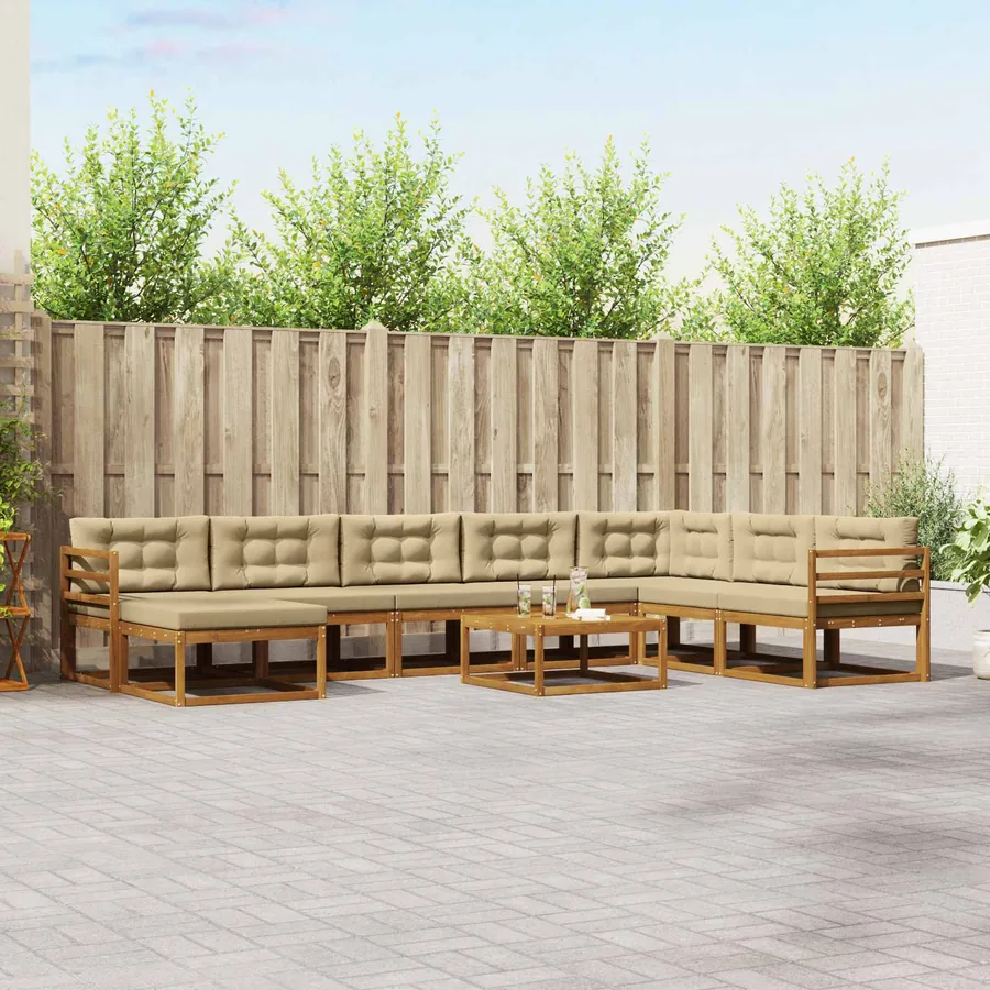 Ensemble de canapés d'extérieur 9 pcs Naturel et Beige