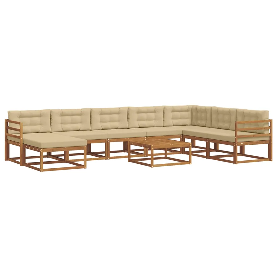 Ensemble de canapés d'extérieur 9 pcs Naturel et Beige - 2