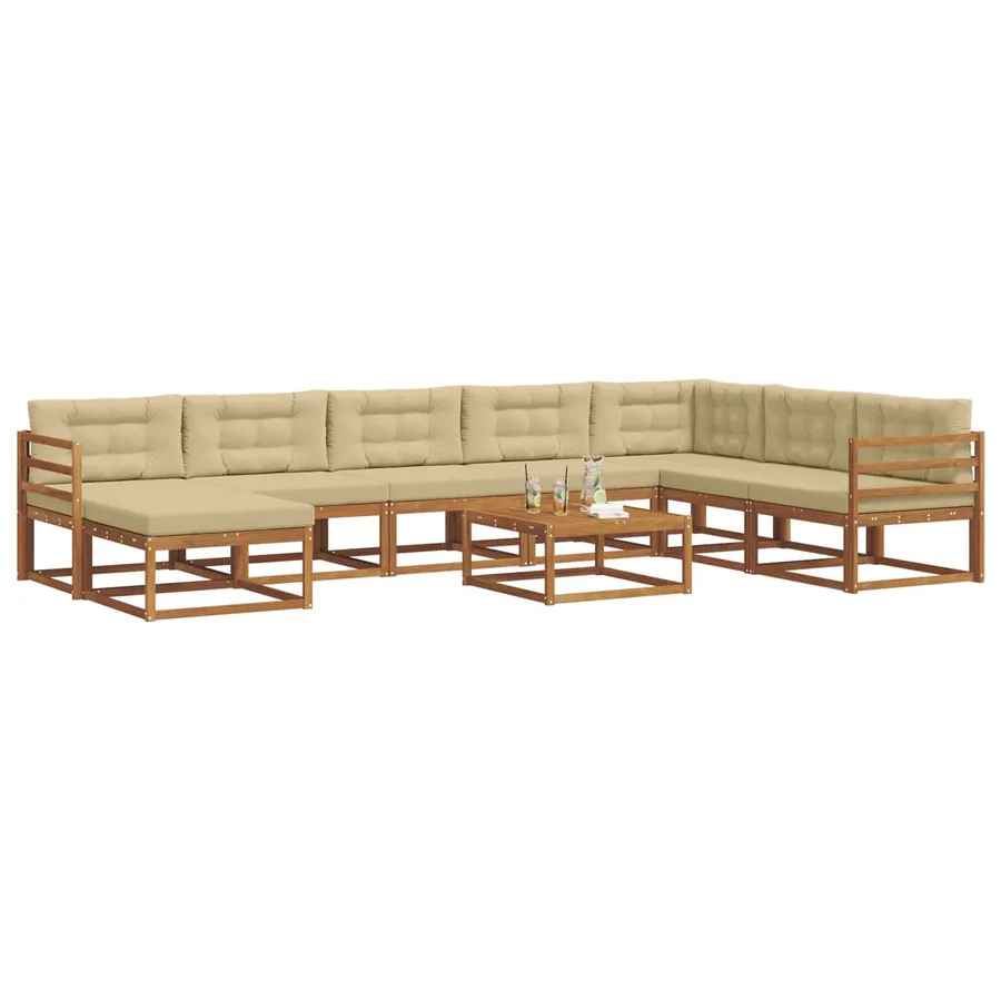 Ensemble de canapés d'extérieur 9 pcs Naturel et Beige - 3