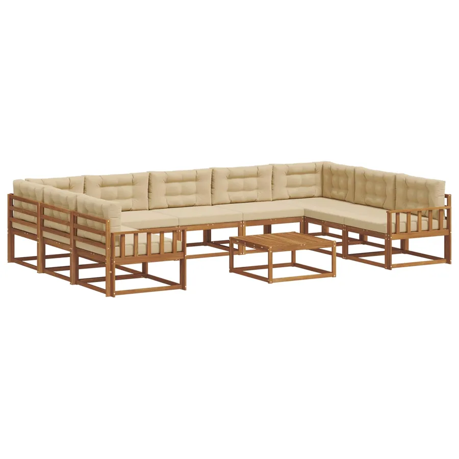 Ensemble de canapés d'extérieur 10 pcs Naturel et Beige - 2