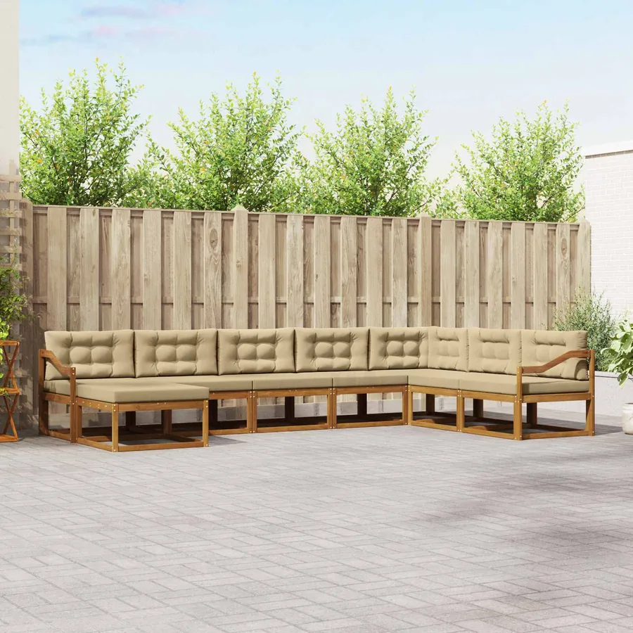 Ensemble de canapés d'extérieur 8 pcs Naturel et Beige