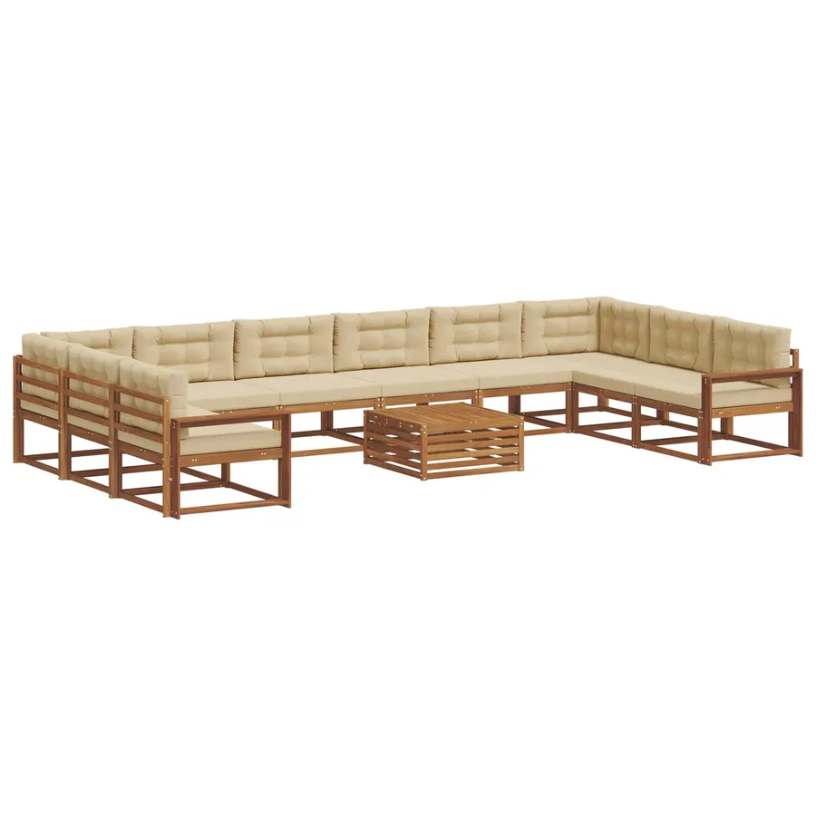 Ensemble de canapés d'extérieur 11 pcs Naturel et Beige - 2