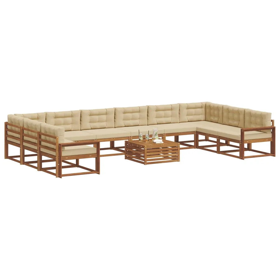 Ensemble de canapés d'extérieur 11 pcs Naturel et Beige - 3